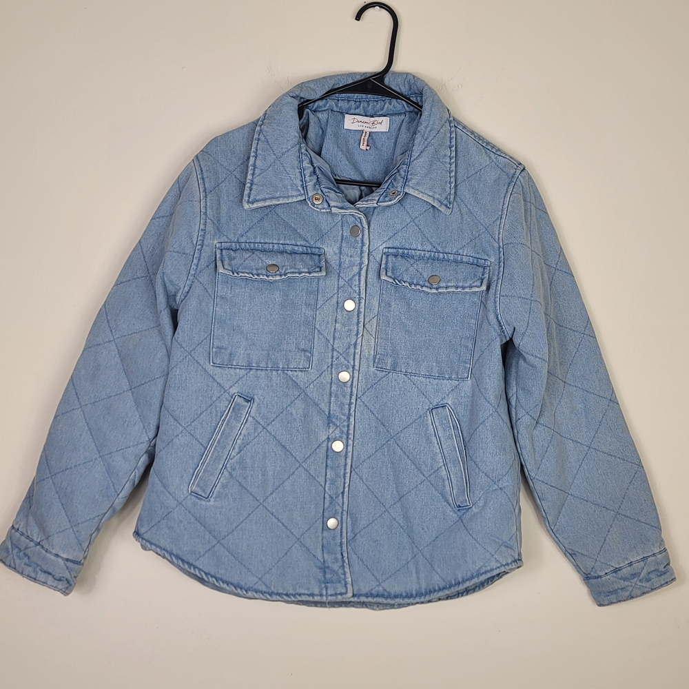Denim Blvd Los Angeles Quilted Denim Jacket Women's L Shacket Streetwear Utility